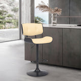 25" Cream And Black Iron Swivel Adjustable Height Bar Chair - Homeroots - Flyclothing LLC