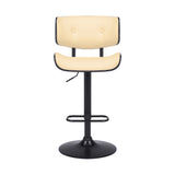25" Cream And Black Iron Swivel Adjustable Height Bar Chair - Homeroots