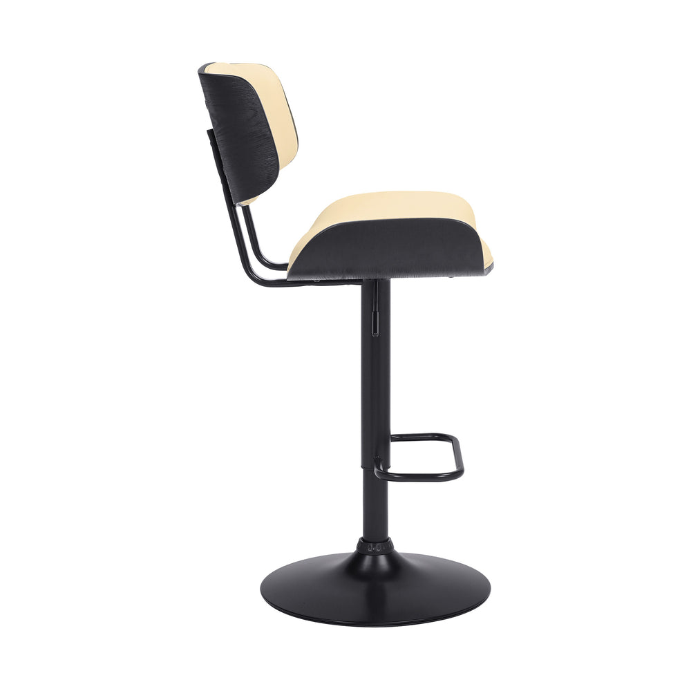 25" Cream And Black Iron Swivel Adjustable Height Bar Chair - Homeroots - Flyclothing LLC