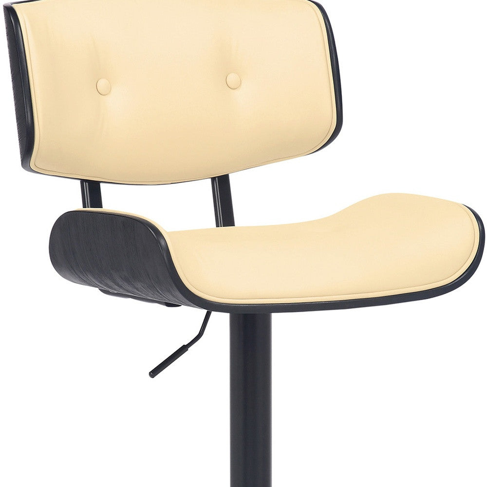 25" Cream And Black Iron Swivel Adjustable Height Bar Chair - Homeroots - Flyclothing LLC