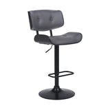 25" Gray And Black Iron Swivel Adjustable Height Bar Chair - Homeroots