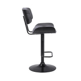 25" Gray And Black Iron Swivel Adjustable Height Bar Chair - Homeroots