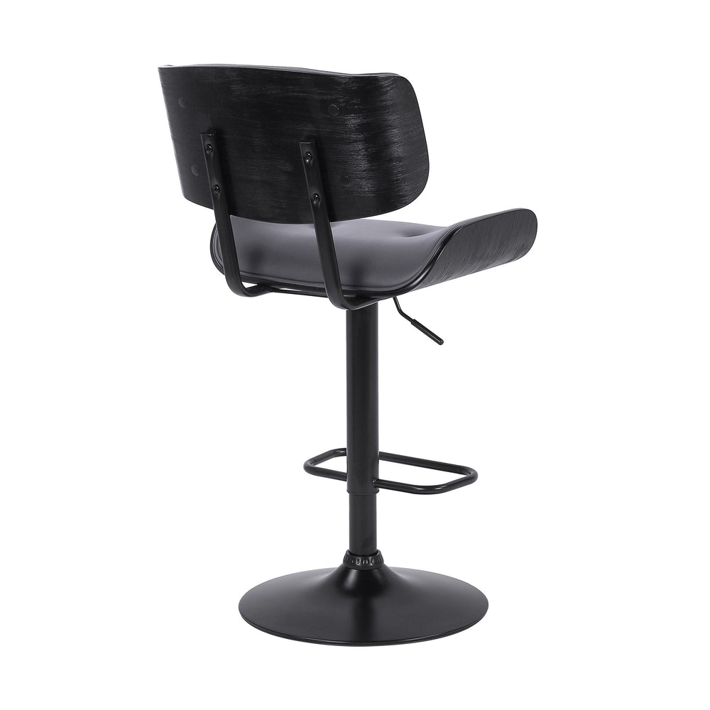 25" Gray And Black Iron Swivel Adjustable Height Bar Chair - Homeroots - Flyclothing LLC