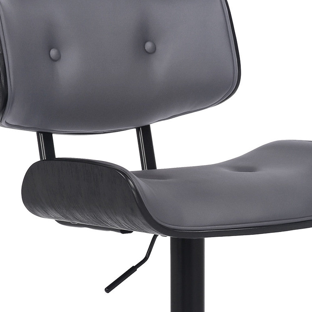 25" Gray And Black Iron Swivel Adjustable Height Bar Chair - Homeroots - Flyclothing LLC