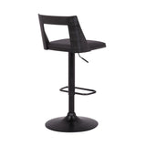24" Black Faux Leather And Iron Swivel Adjustable Height Bar Chair - Homeroots
