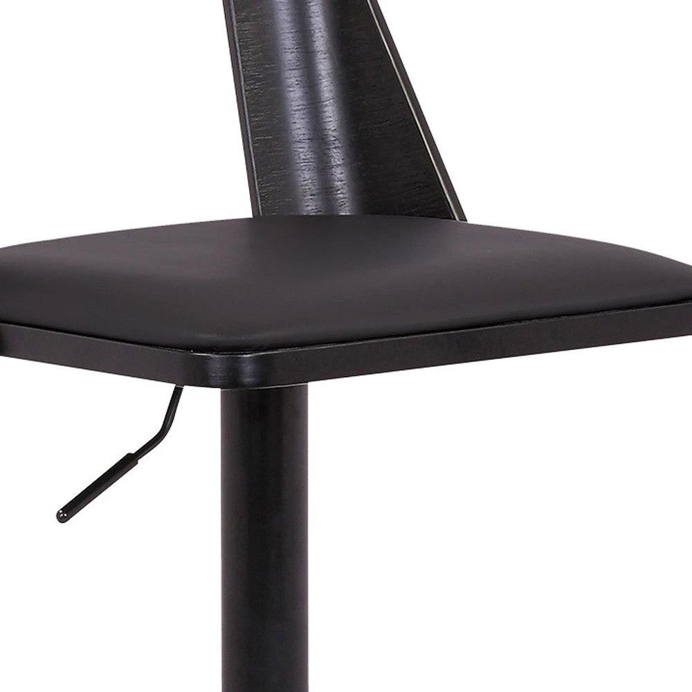 24" Black Faux Leather And Iron Swivel Adjustable Height Bar Chair - Homeroots - Flyclothing LLC