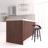 26" Gray And Black Faux Leather And Iron Swivel Low Back Counter Height Bar Chair - Homeroots