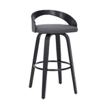 26" Gray And Black Faux Leather And Iron Swivel Low Back Counter Height Bar Chair - Homeroots
