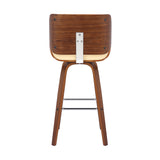 26" Cream And Brown Faux Leather And Solid Wood Swivel Counter Height Bar Chair - Homeroots - Flyclothing LLC