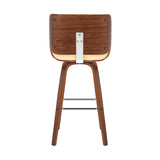 26" Cream And Brown Faux Leather And Solid Wood Swivel Counter Height Bar Chair - Homeroots - Flyclothing LLC