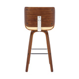 30" Cream And Brown Faux Leather And Solid Wood Swivel Bar Height Bar Chair - Homeroots - Flyclothing LLC