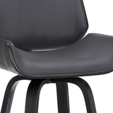 26" Gray And Black Faux Leather And Iron Swivel Counter Height Bar Chair - Homeroots - Flyclothing LLC