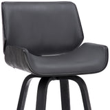 26" Gray And Black Faux Leather And Iron Swivel Counter Height Bar Chair - Homeroots - Flyclothing LLC