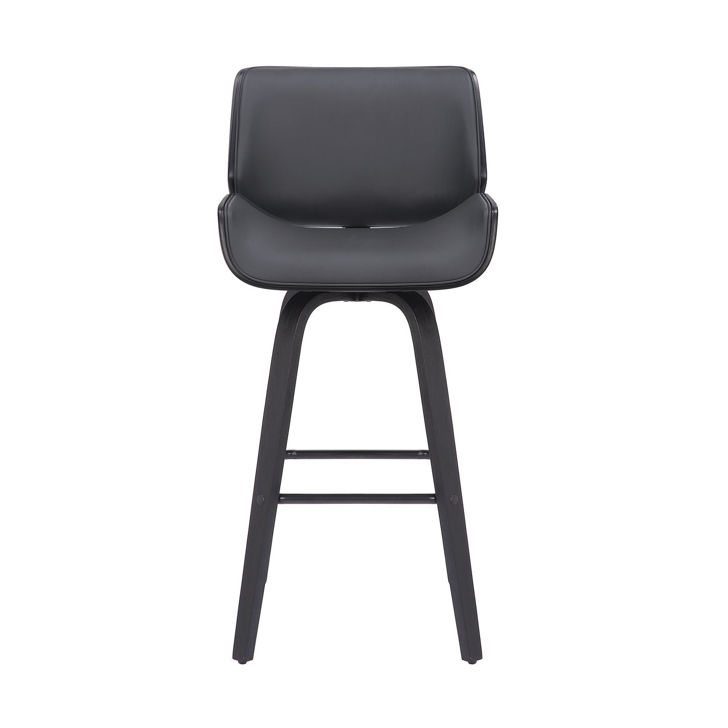 26" Gray And Black Faux Leather And Iron Swivel Counter Height Bar Chair - Homeroots - Flyclothing LLC