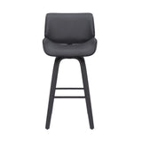 26" Gray And Black Faux Leather And Iron Swivel Counter Height Bar Chair - Homeroots - Flyclothing LLC