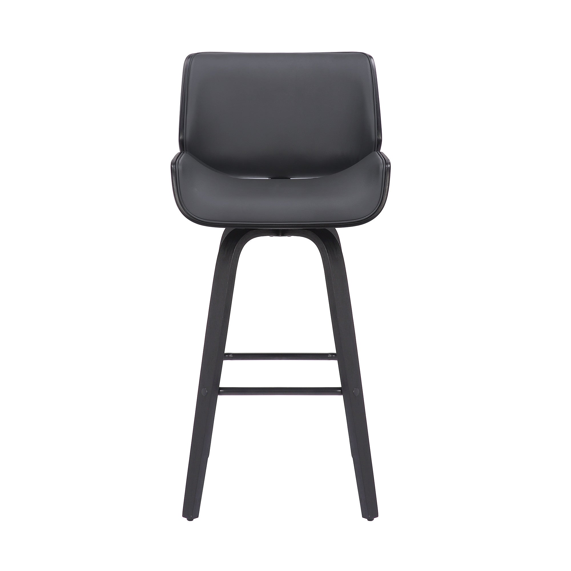 26" Gray And Black Faux Leather And Iron Swivel Counter Height Bar Chair - Homeroots - Flyclothing LLC