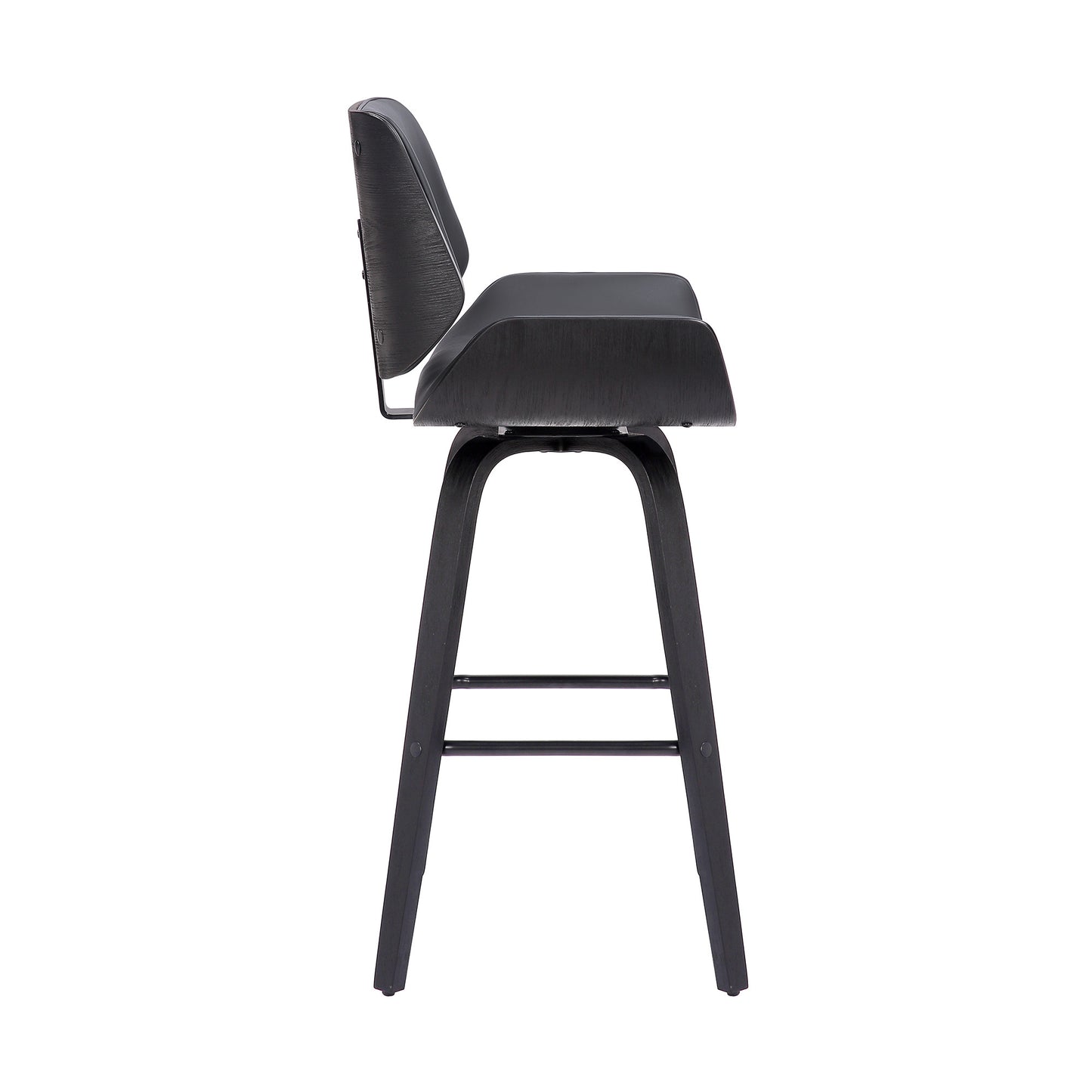 26" Gray And Black Faux Leather And Iron Swivel Counter Height Bar Chair - Homeroots - Flyclothing LLC