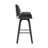 26" Gray And Black Faux Leather And Iron Swivel Counter Height Bar Chair - Homeroots - Flyclothing LLC