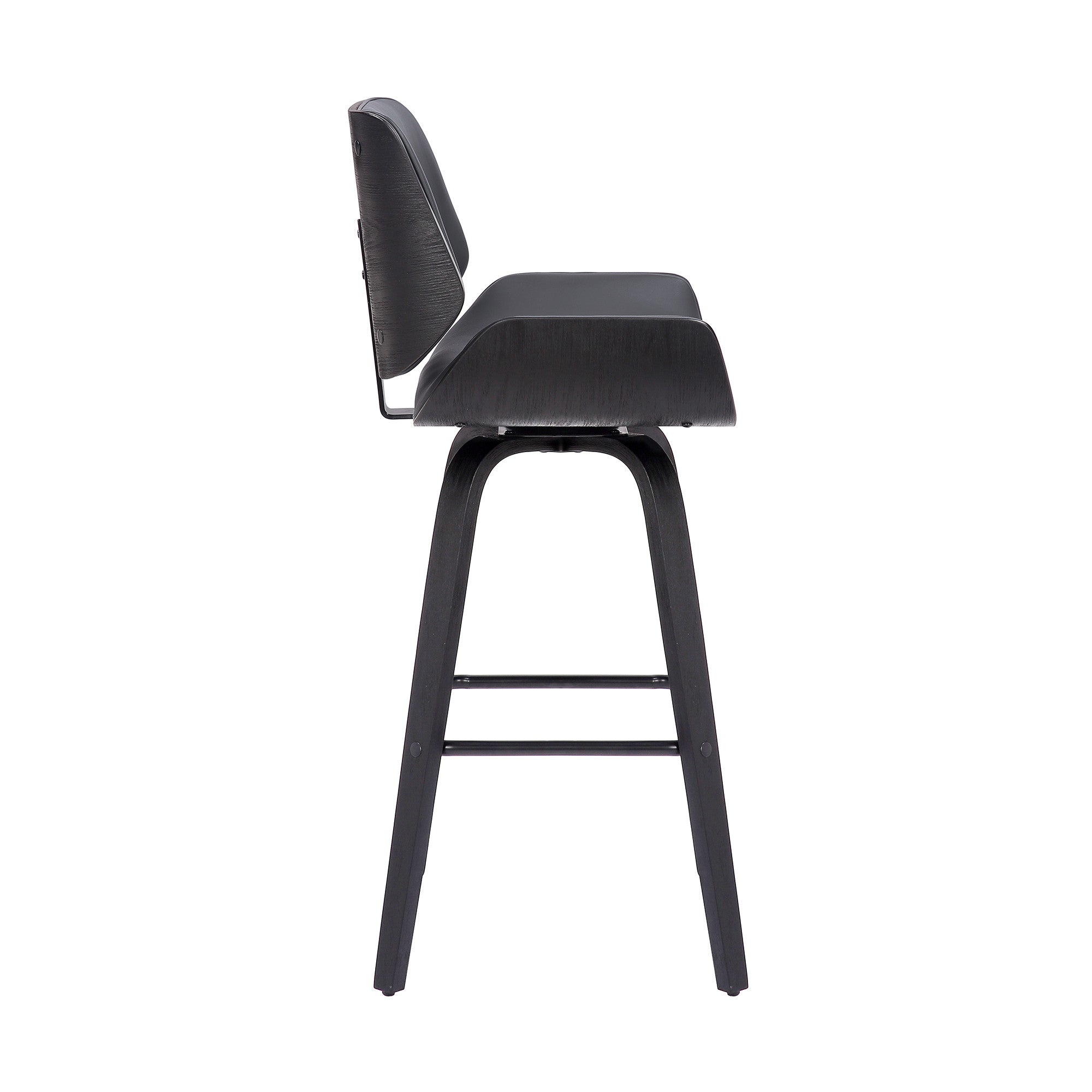 26" Gray And Black Faux Leather And Iron Swivel Counter Height Bar Chair - Homeroots - Flyclothing LLC