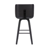 30" Gray And Black Faux Leather And Iron Swivel Bar Height Bar Chair - Homeroots - Flyclothing LLC