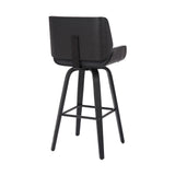 30" Gray And Black Faux Leather And Iron Swivel Bar Height Bar Chair - Homeroots