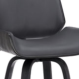 30" Gray And Black Faux Leather And Iron Swivel Bar Height Bar Chair - Homeroots - Flyclothing LLC