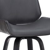 30" Gray And Black Faux Leather And Iron Swivel Bar Height Bar Chair - Homeroots - Flyclothing LLC