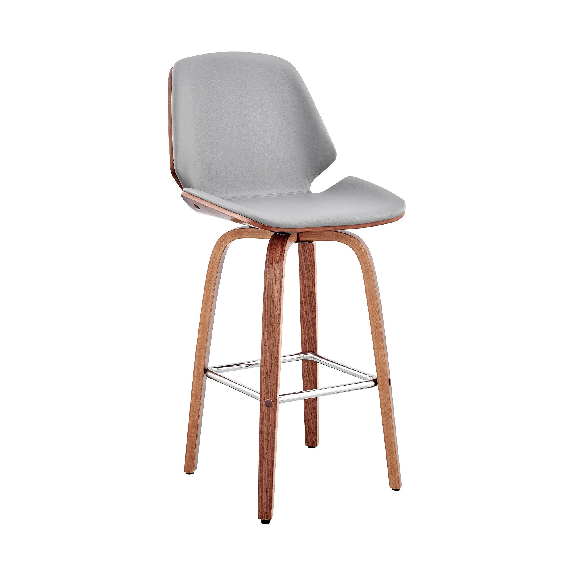 26" Gray And Brown Swivel Counter Height Bar Chair - Homeroots - Flyclothing LLC
