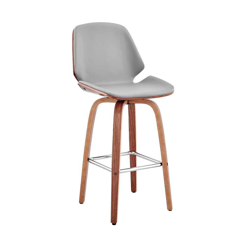 26" Gray And Brown Swivel Counter Height Bar Chair - Homeroots