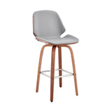 26" Gray And Brown Swivel Counter Height Bar Chair - Homeroots