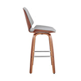 26" Gray And Brown Swivel Counter Height Bar Chair - Homeroots - Flyclothing LLC