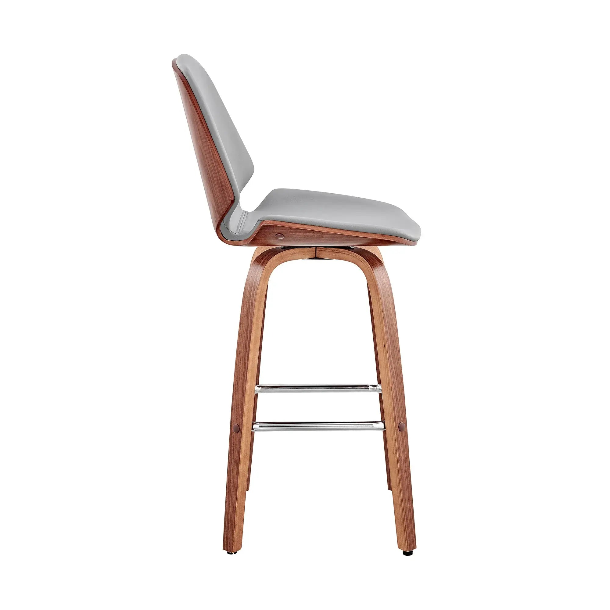 26" Gray And Brown Swivel Counter Height Bar Chair - Homeroots - Flyclothing LLC