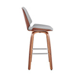 26" Gray And Brown Swivel Counter Height Bar Chair - Homeroots