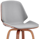 26" Gray And Brown Swivel Counter Height Bar Chair - Homeroots - Flyclothing LLC