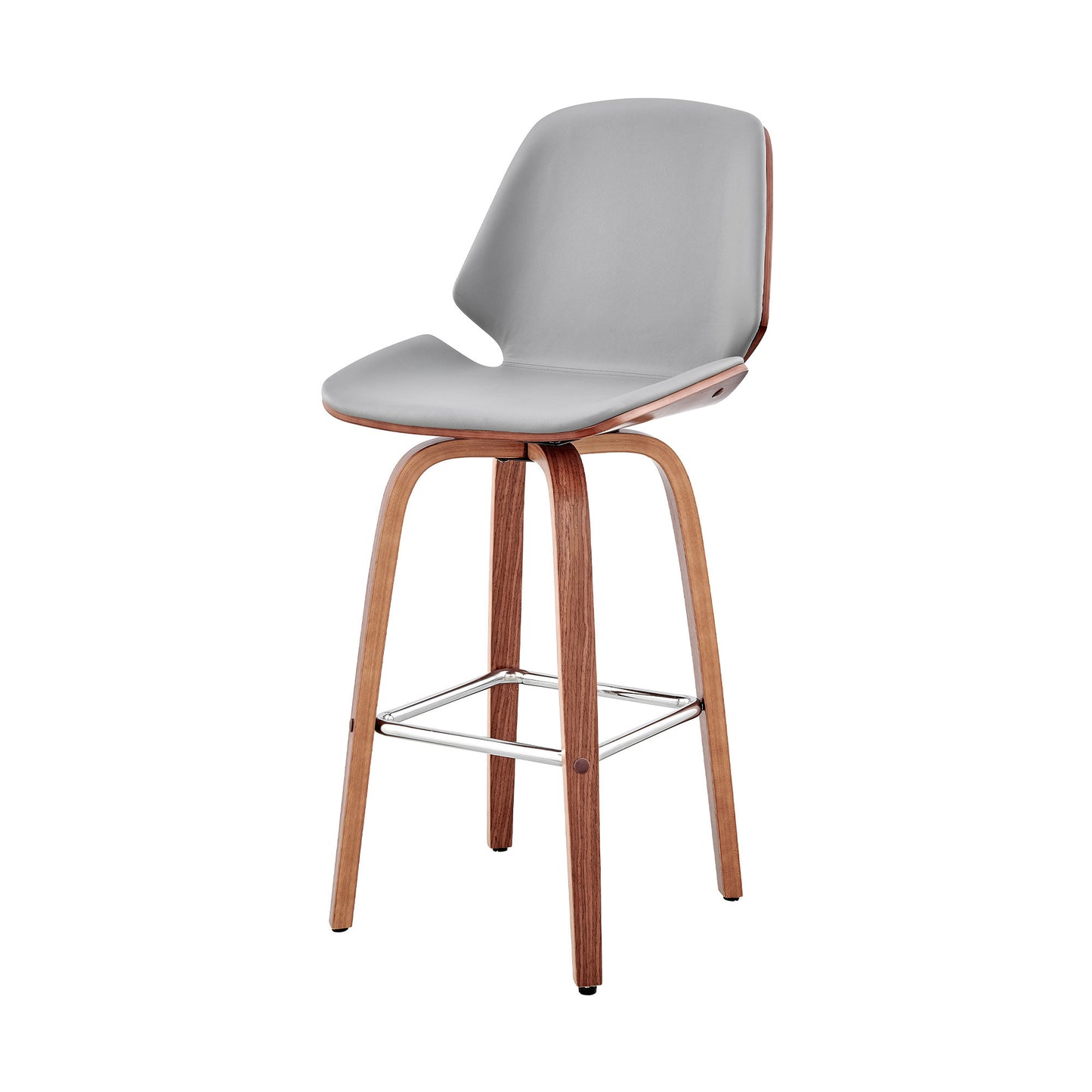 26" Gray And Brown Swivel Counter Height Bar Chair - Homeroots - Flyclothing LLC