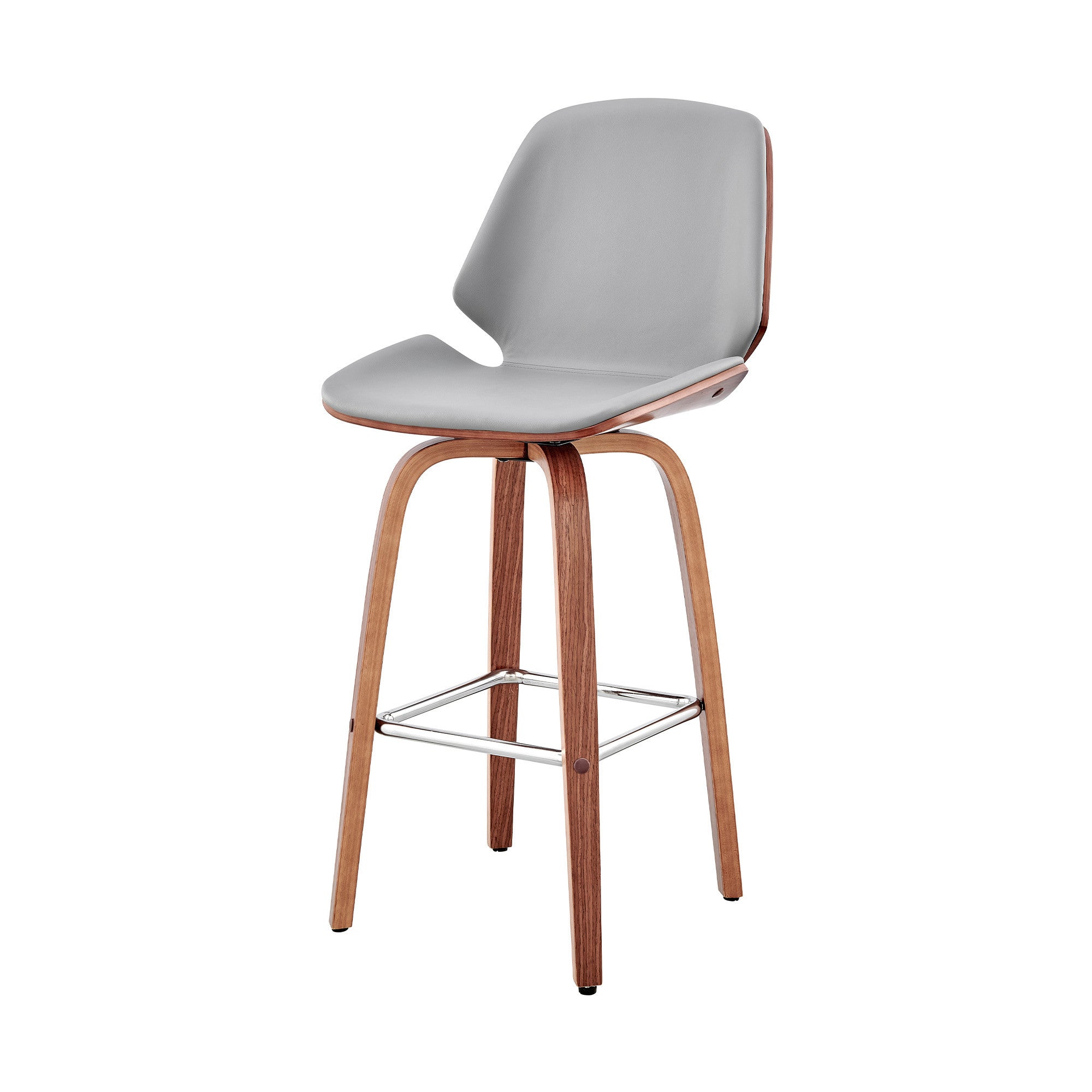 26" Gray And Brown Swivel Counter Height Bar Chair - Homeroots - Flyclothing LLC