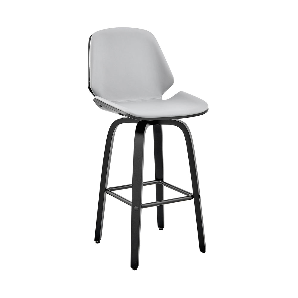 26" Gray And Black Iron Swivel Counter Height Bar Chair - Homeroots