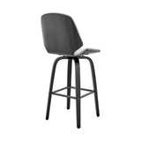 26" Gray And Black Iron Swivel Counter Height Bar Chair - Homeroots
