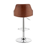 Gray And Silver Faux Leather And Iron Adjustable Height Swivel Bar Chair - Homeroots - Flyclothing LLC