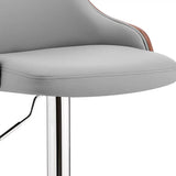 Gray And Silver Faux Leather And Iron Adjustable Height Swivel Bar Chair - Homeroots - Flyclothing LLC