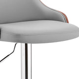 Gray And Silver Faux Leather And Iron Adjustable Height Swivel Bar Chair - Homeroots - Flyclothing LLC