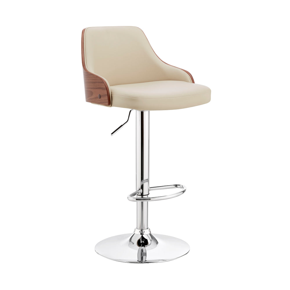 24" Cream And Silver Iron Swivel Adjustable Height Bar Chair - Homeroots