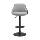 24" Gray And Black Iron Swivel Adjustable Height Bar Chair - Homeroots