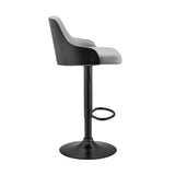 24" Gray And Black Iron Swivel Adjustable Height Bar Chair - Homeroots