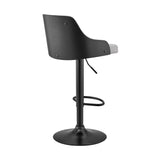 24" Gray And Black Iron Swivel Adjustable Height Bar Chair - Homeroots