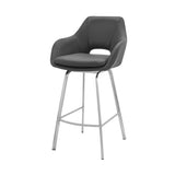 30" Gray And Silver Iron Swivel Low Back Bar Height Bar Chair - Homeroots - Flyclothing LLC