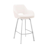 30" White And Silver Iron Swivel Low Back Bar Height Bar Chair - Homeroots - Flyclothing LLC