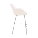 30" White And Silver Iron Swivel Low Back Bar Height Bar Chair - Homeroots