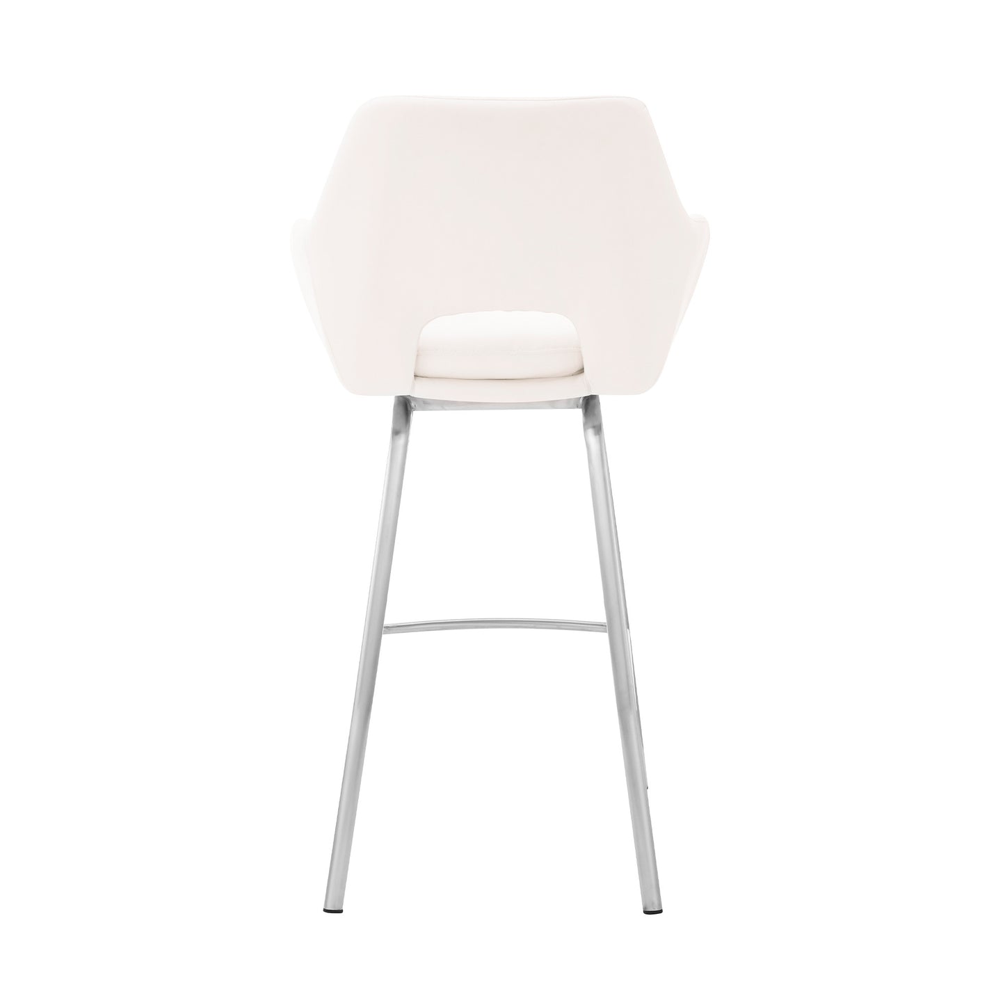30" White And Silver Iron Swivel Low Back Bar Height Bar Chair - Homeroots - Flyclothing LLC