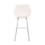 30" White And Silver Iron Swivel Low Back Bar Height Bar Chair - Homeroots - Flyclothing LLC